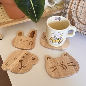 Cute Animal Coasters Natural Rubberwood Heat Resistant Mats Cartoon Design Irregular Shape Household Use - Product Image 2