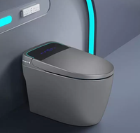 WC Bidet Intelligent de Luxe Moderne avec Chasse Automatique, Siège Chauffant, Commande au Pied et Télécommande, à Poser au Sol avec Siphon en Céramique