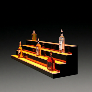 บ้านบาร์ LED Lighted บาร์ขวดสุราวิสกี้วิสกี้3-ขั้นตอนชั้นวางคริลิคยืนแสดงถาด - Product Image 1