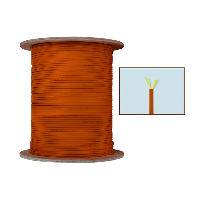 Multimode 50/125 OM3 OM4 Aramid Polyester PVC LSZH Hytrel Nylon Flat Fiber Ribbon Cable 1.8/2.0/2.4/3.0mm SM Fiber Optic Cable