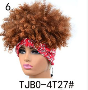 Perruques à bandeau bouclées crépues <span class=keywords><strong>pour</strong></span> femmes noires, boucles <span class=keywords><strong>afro</strong></span>, perruques blondes avec <span class=keywords><strong>foulard</strong></span>, perruque cosplay bouclée naturelle, <span class=keywords><strong>cheveux</strong></span> synthétiques - Product Image 6