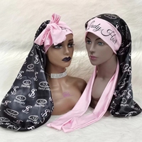 Vente chaude solide satin capot avec large stretch cravates cheveux satin capot avec cravate cheveux bonnet avec bord wrap