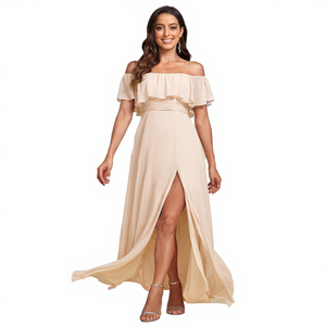 Vestido Largo Elegante de Verano con Cuello Cuadrado, Estilo Europeo Americano, Nuevo 2025, de Gasa, Línea A, con Volantes, Cintura Natural - Product Image 2