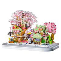 866079 866080 Set Blok Bangunan Rumah Pohon Bunga Sakura Plastik ABS Model Edukatif Mainan Hadiah untuk Anak-Anak