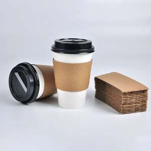 Manchons de tasses à café jetables compostables personnalisables de 8 oz et 14 oz, résistants à la chaleur, pratiques pour les boissons à emporter (vin, eau minérale) - Product Image 1
