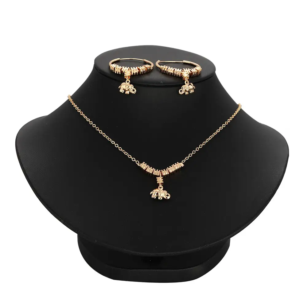 Heißer neuer Damen-Schmuck Halskette Ohrringe-Set vergoldeter Elefant Anhänger Hochzeit Schmuck-Set