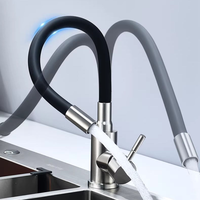 Robinet de cuisine monocommande en acier inoxydable brossé avec cartouche céramique, design moderne, classique, monotrou, eau chaude et froide pour évier