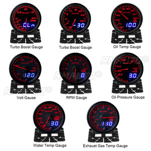 2" 52mm 12V Car Turbo Boost PSI Bar Water Oil Temp Pressure Tach Volt EGT Gauge 10 Colors <b>LED</b> Dual Display Pointer Digital <b>Clock</b> - Product Image 2