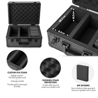 Boîte de rangement portable en aluminium durable pour cartes de sport et de collection, 43 compartiments, 160+ cartes, 4 rangées