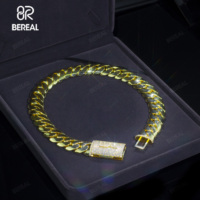 Usine Direat Plaqué Or Moissanite Miami Cubain Chaîne Bracelet Glacé Rond Brillant Coupe 925 Argent Hip Hop Lien Chaîne