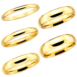 Heißer Verkauf Goldschmuck 14K Massives Gelbgold 4mm Schlichter Damen- und Herren-Ehering - Product Image 1