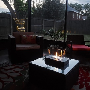 Chimenea de mesa de metal cuadrada Chimenea de combustible de bioetanol Fogata decorativa para interiores y exteriores - Product Image 2
