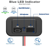 12-24V double USB PD QC3.0 voiture bateau RV chargeur rapide prise LED prise de courant