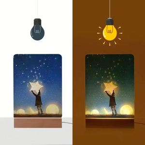 Bulk DIY Sublimation Acrylic Panels with <b>LED</b> Bases Blank Photo Frames Personalized Night <b>Lights</b> Decor with Wood Base - Product Image 3