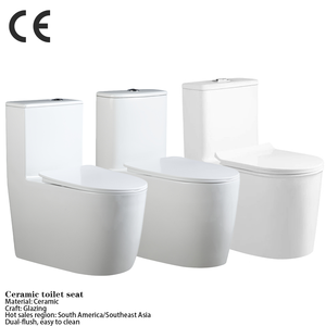 Toilette monobloc moderne en céramique blanche antigel à double chasse d'eau écologique montée au sol toilette d'hôtel villa école salle de bain - Product Image 1