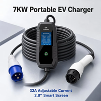Chargeur EV portable 7 kW Type 2 AC avec écran LCD intelligent, courant réglable et conception Plug and Play pour usage domestique