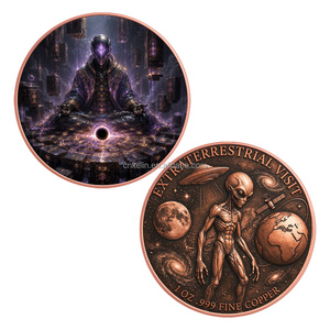 Moneta in Rame Puro .999 da 1oz, Serie Spaziale Sci-Fi con Stampa UV a Colori <span class=keywords><strong>UFO</strong></span> Alieno, Medaglia Commemorativa - Product Image 2