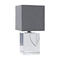 Lampe de table moderne européenne à base en cristal avec capteur de commande, abat-jour en tissu, alimentation CA, design épuré