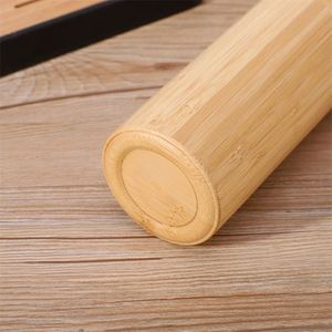 Natural Double-Wall Stainless Steel Insulated Tea Office Bamboo Water Bottle <b>Thermos</b> Vacuum Bottle Mug Flask Tumbler With Lid - Product Image 4