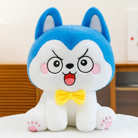 Peluche Husky Furieux avec Nœud Papillon, Coussin Chien Cartoon au Visage Goguenard, Jouet Compagnon Mignon en Coton PP Doux, Vente en Gros