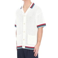Pull léger et respirant en maille crochetée à manches courtes pour homme, avec logo personnalisé, boutonnage, anti-plis, vente en gros