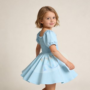 <span class=keywords><strong>Abito</strong></span> Estivo da <span class=keywords><strong>Bambina</strong></span> Ruidian con Maniche a Sbuffo, Blu Chiaro, Morbido ed Elastico in Nylon, Vestito Sportivo Casual da <span class=keywords><strong>Principessa</strong></span> - Product Image 4