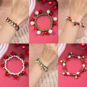 Christmas <b>Beaded</b> <b>Bracelet</b> With Bells Pearls Stars For Women Festive Jewelry Fall 2024 - Product Image 1