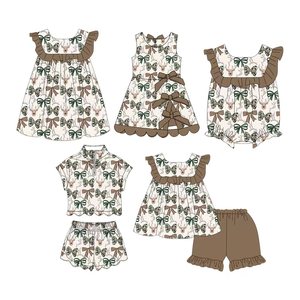 Pre-orden: MOQ 5 - Nuevos arcos de ciervo para bebés, estilos festivos, suaves de Spandex/algodón orgánico, ropa al por mayor para hermanas, ropa de boutique. - Product Image 1