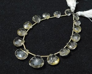 Perles briolette en quartz rutilé doré, perles briolette en quartz rutile doré, 8 mm à 13 mm, brin de 8 pouces. - Product Image 2