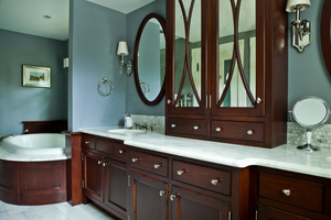 Armoire <span class=keywords><strong>de</strong></span> <span class=keywords><strong>rangement</strong></span> pour <span class=keywords><strong>salle</strong></span> <span class=keywords><strong>de</strong></span> <span class=keywords><strong>bain</strong></span>, meuble <span class=keywords><strong>de</strong></span> toilette haut, en bois massif, avec dessus en marbre - Product Image 3