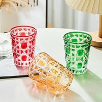Ensemble de verres à bière à eau de thé à café réutilisables coupés à la main Verre à vin élégant pour boissons pour thé et café Durable pour un usage quotidien