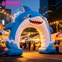 Décoration de fête sur le thème marin, arche gonflable en forme de requin, arche gonflable de requin de dessin animé