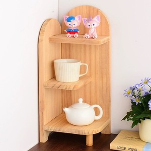 <b>Pine</b> Wood Corner <b>Shelf</b> 3 Tier Standing Type Durable Storage Rack For Home Office Desk Organization - Product Image 4