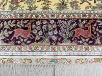 Tapis en soie fait main noué à la main de 4'x6' avec motif de guerrier persan pour la chasse et la décoration murale