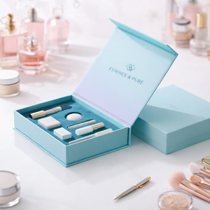 Boîte d'emballage cosmétique personnalisée recyclée, boîte cadeau rigide magnétique pour kit de maquillage de démarrage, estampage à chaud or, impression personnalisée, fabricant - Product Image 4