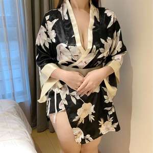 Seksi İç Giyim Kadın Japon Tarzı Kimono Oyun Üniforması Baştan Çıkarıcı Kıyafet Baskılı Oyun Bornozu - Product Image 2