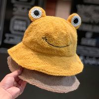 Nouveau Chapeau Bob d'Hiver Brodé Grenouille avec Cordon Réglable, Chapeau de Pêcheur Panama Chaud pour l'Extérieur