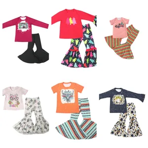2023 cute baby girl clothing set long sleeve ang pants autumn winter children clothes set with ruffles custom pattern