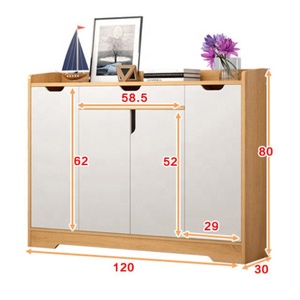 <strong>White</strong> and Oak Veneer 4 Door <strong>Shoe</strong> Cupboard - Hallway or Bedroom <strong>Shoe</strong> <strong>Storage</strong> - Product Image 5