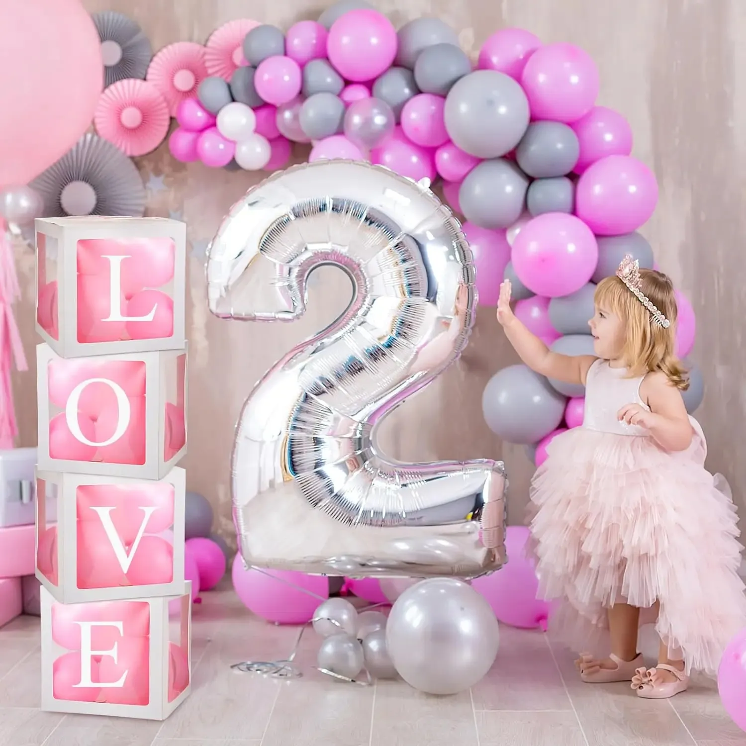 En popüler beyaz şeffaf mektup A-Z kutu bebek duş DIY balon kutusu 1st doğum günü partisi malzemeleri düğün noel süslemeleri