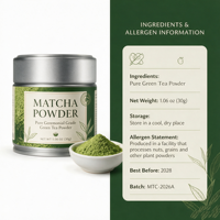 Poudre de matcha de qualité cérémonielle, poudre de matcha japonaise pour compléments alimentaires