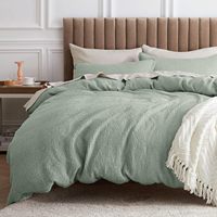Parure de lit en coton doux 100 %, taille Queen, motif gaufré, avec taies d'oreiller pliées à motif floral