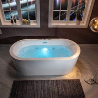 Baignoire à remous autoportante en acrylique écologique avec massage combiné air et remous, garantie 5 ans, certifiée CE