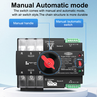 TOMZN Riel DIN ATS Trifásico 3P 63A 100A 125A 220V 230V Conmutador Selector Eléctrico de Transferencia Automática de Doble Alimentación Ininterrumpida