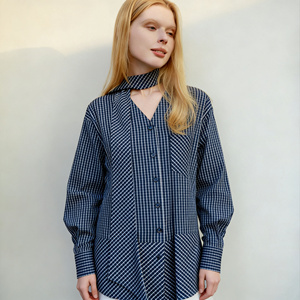 Camisa a Cuadros para Mujer, <span class=keywords><strong>Manga</strong></span> Larga, Cuello en V, Botones, <span class=keywords><strong>Blusa</strong></span> Casual, Primavera Verano 2026 - Product Image 1