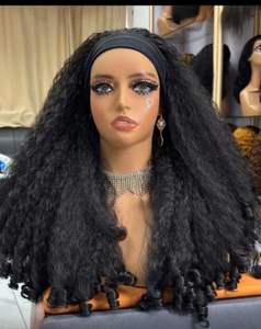 20-Inch 2-Dark kahverengi sentetik küçük kap boyutu siyah kadınlar için Afro peruk V kısmı düz kıvırcık Kinky kıvırmak hiçbir tutkal klip dahil - Product Image 6