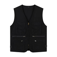 Gilet Multi-Poches 100% Coton Cargo Homme, Veste de Pêcheur pour Escalade, Pêche, Randonnée, Journaliste, Photographie, Camping