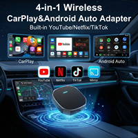 Adaptador Inalámbrico 2026 para Android Auto y Apple CarPlay, Doble WiFi, Plug and Play, Caja Inteligente con IA, con YouTube, Netflix, IPTV y TikTok