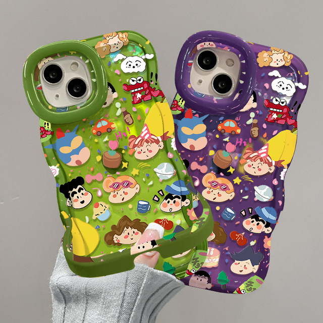 Child Party Printing Wave Edge Invisible Double Stand Holder TPU Phone Cover Case for Iphone X Xr Xs 11 12 13 14 15 16 Pro 17