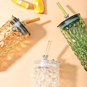 Creative Juice Drink 400ml <b>Bear</b> Bottles Cartoon Straw Glass Cups <b>Cute</b> Household Heat-resistant Milk Mugs with Lids - Product Image 2